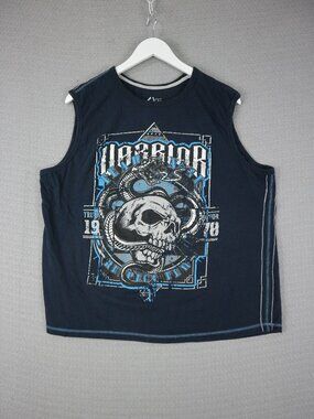 Arie Sleveless Grunge Y2K Style Tank Top Cotton Shirt Navy
